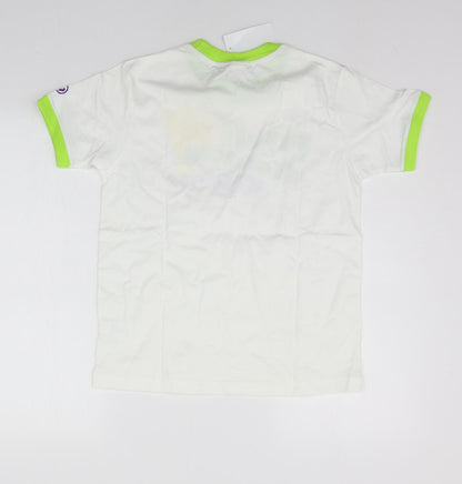 Wimbeldon Girls White Geometric  Basic T-Shirt Size 12-13 Years