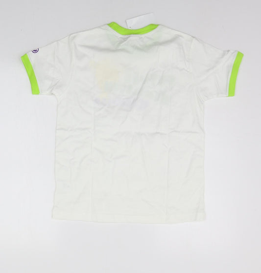 Wimbeldon Girls White Geometric  Basic T-Shirt Size 12-13 Years