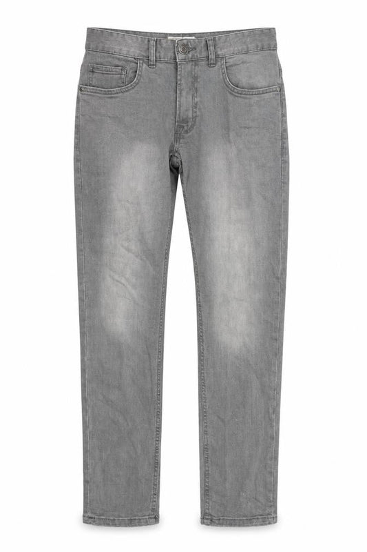 Front view of Acw85 women’s grey straight jeans, size UK 30, in, 28-inch leg