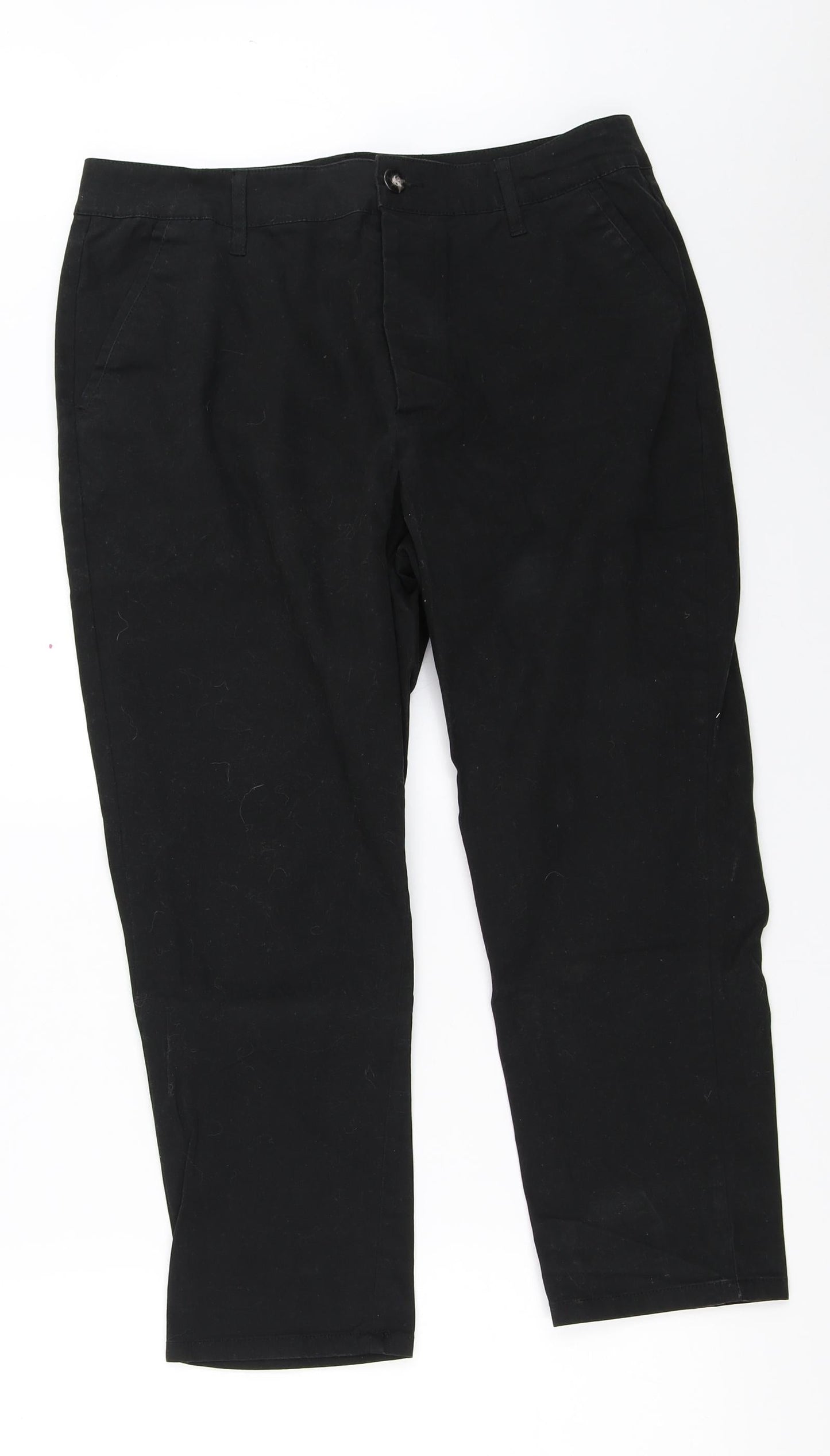 Womens UK Size 32 in ASOS Regular Fit Cropped Black Trousers