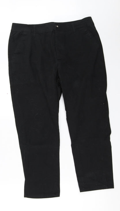 Womens UK Size 32 in ASOS Regular Fit Cropped Black Trousers