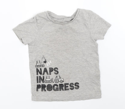 George Boys Grey   Basic T-Shirt Size 4-5 Years