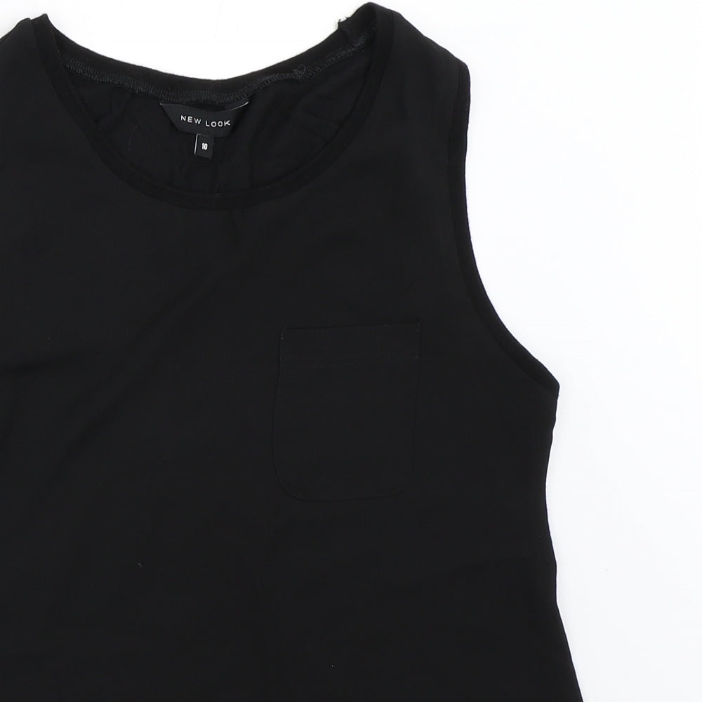 Womens UK Size 10 New Look Black Basic Blouse