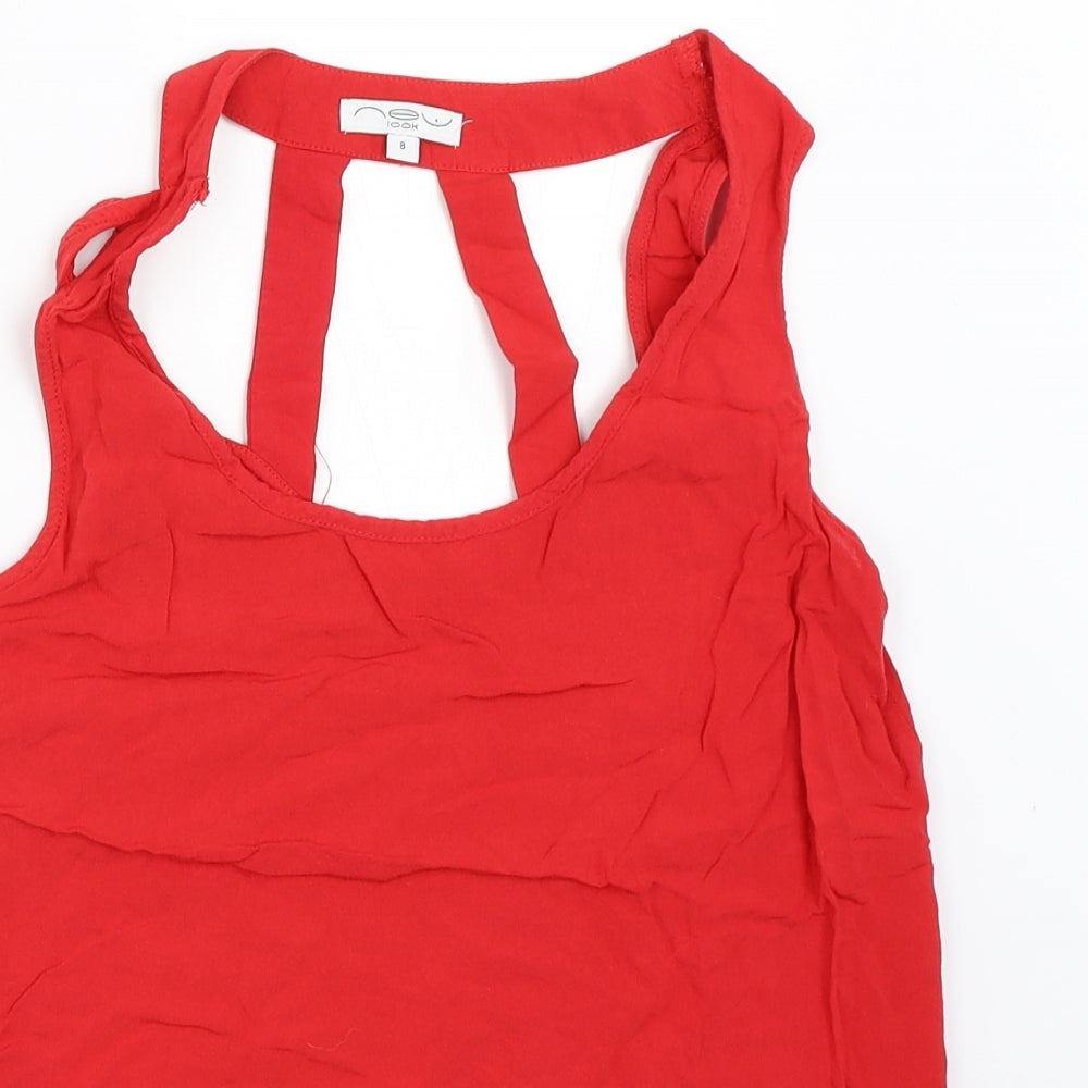 Womens UK Size 8 New Look Red Basic Blouse