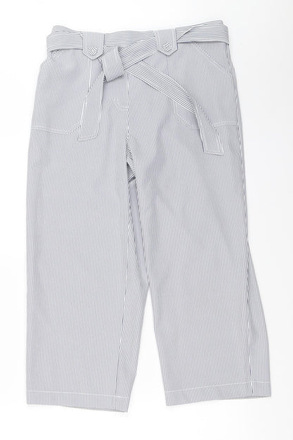 Classic Womens Blue Striped  Cropped Trousers Size 12 L21.5 in
