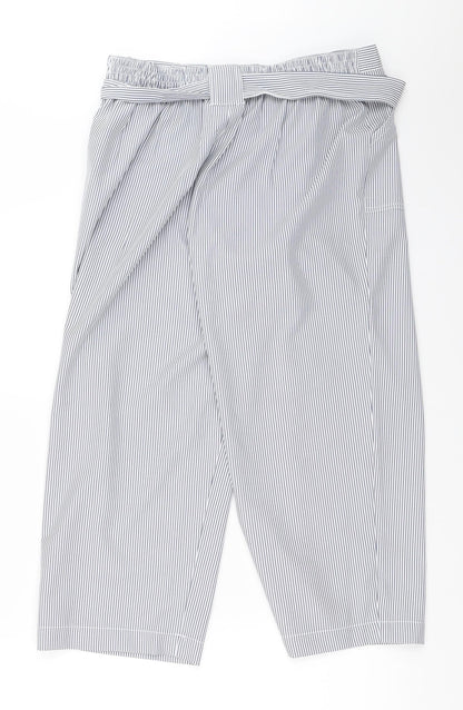 Classic Womens Blue Striped  Cropped Trousers Size 12 L21.5 in