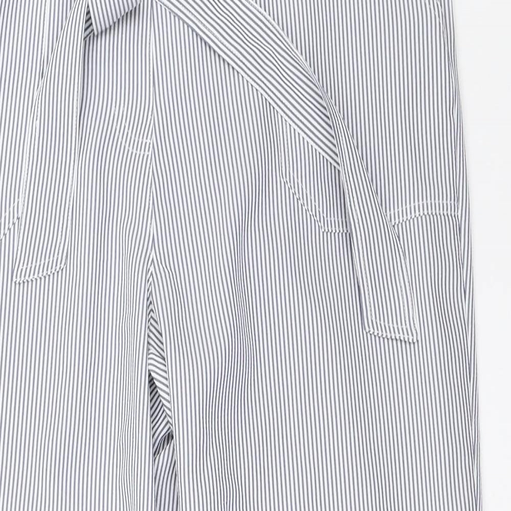 Classic Womens Blue Striped  Cropped Trousers Size 12 L21.5 in