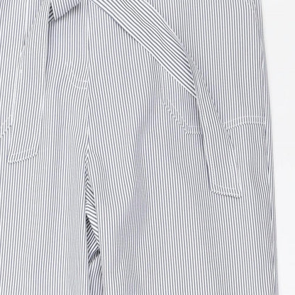 Classic Womens Blue Striped  Cropped Trousers Size 12 L21.5 in