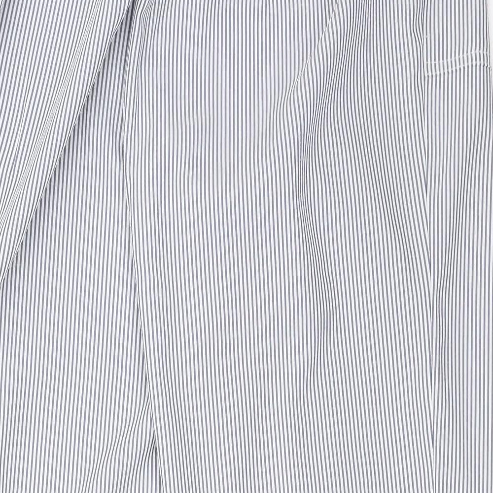 Classic Womens Blue Striped  Cropped Trousers Size 12 L21.5 in