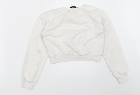 Select Girls White   Pullover Sweatshirt Size 10-11 Years