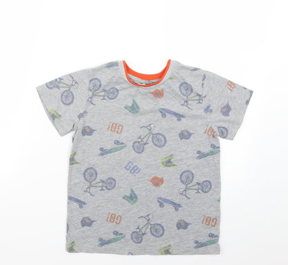 M&Co Boys Grey Geometric  Basic T-Shirt Size 7-8 Years