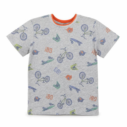 M&Co Boys Grey Geometric  Basic T-Shirt Size 7-8 Years