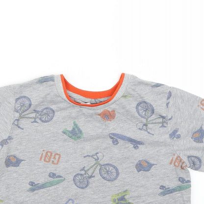 M&Co Boys Grey Geometric  Basic T-Shirt Size 7-8 Years