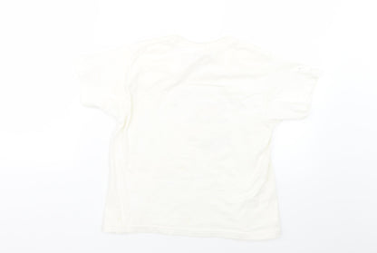 JERZEES Girls White Geometric  Basic T-Shirt Size 7-8 Years