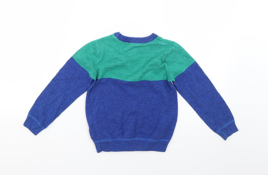 F&F Girls Multicoloured Colourblock  Pullover Jumper Size 5-6 Years