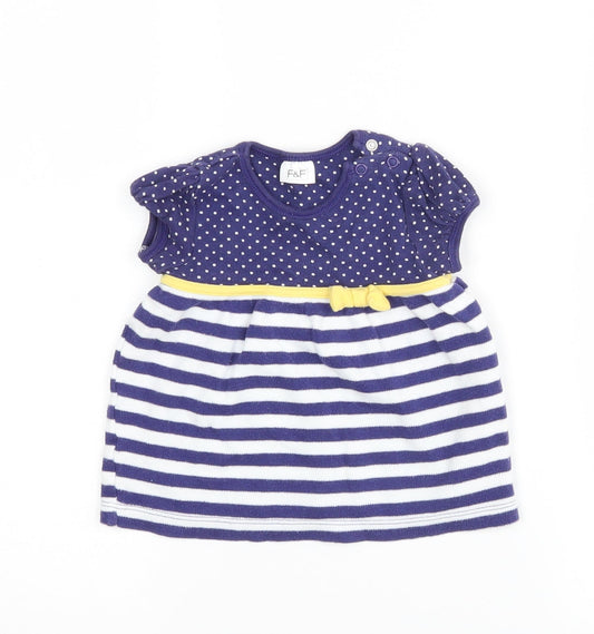F&F Girls Blue Striped  Basic Casual Size 0-3 Months