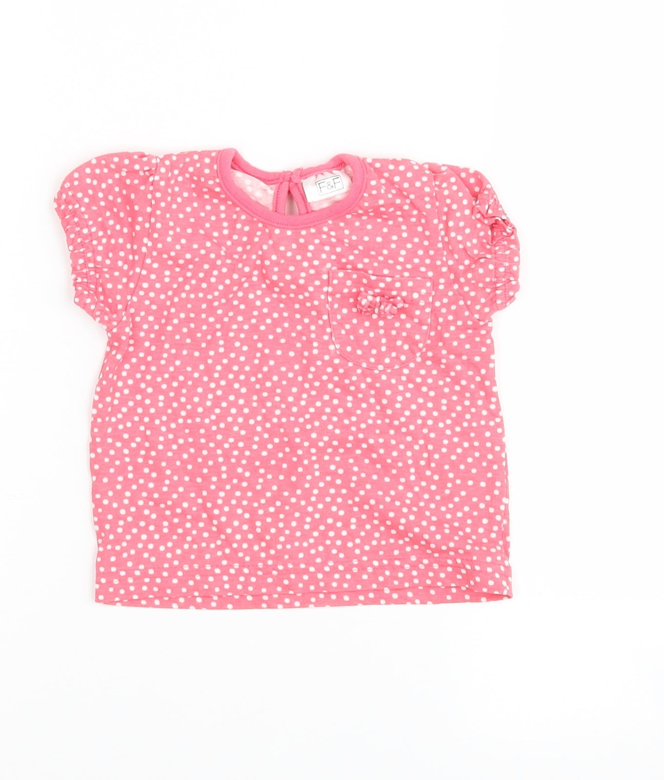 F&F Girls Pink Polka Dot  Basic T-Shirt Size 3-6 Months