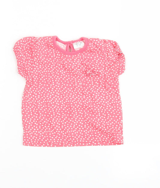 F&F Girls Pink Polka Dot  Basic T-Shirt Size 3-6 Months
