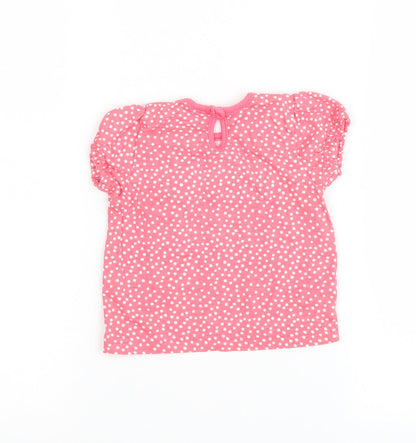 F&F Girls Pink Polka Dot  Basic T-Shirt Size 3-6 Months