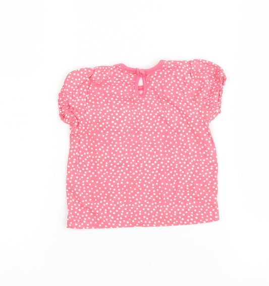 F&F Girls Pink Polka Dot  Basic T-Shirt Size 3-6 Months