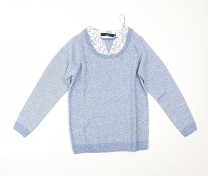 Womens UK Size S ISLE Blue Pullover Jumper