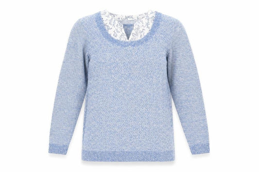 Womens UK Size S ISLE Blue Pullover Jumper