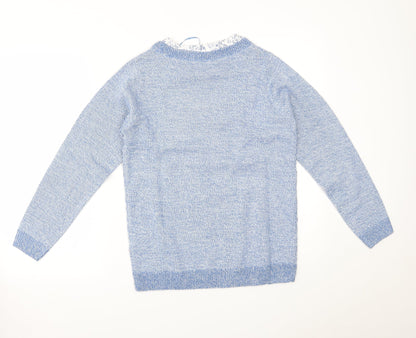 Womens UK Size S ISLE Blue Pullover Jumper