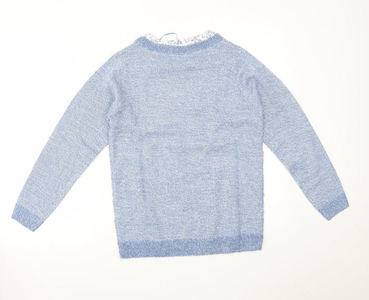 Womens UK Size S ISLE Blue Pullover Jumper