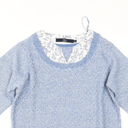 Womens UK Size S ISLE Blue Pullover Jumper