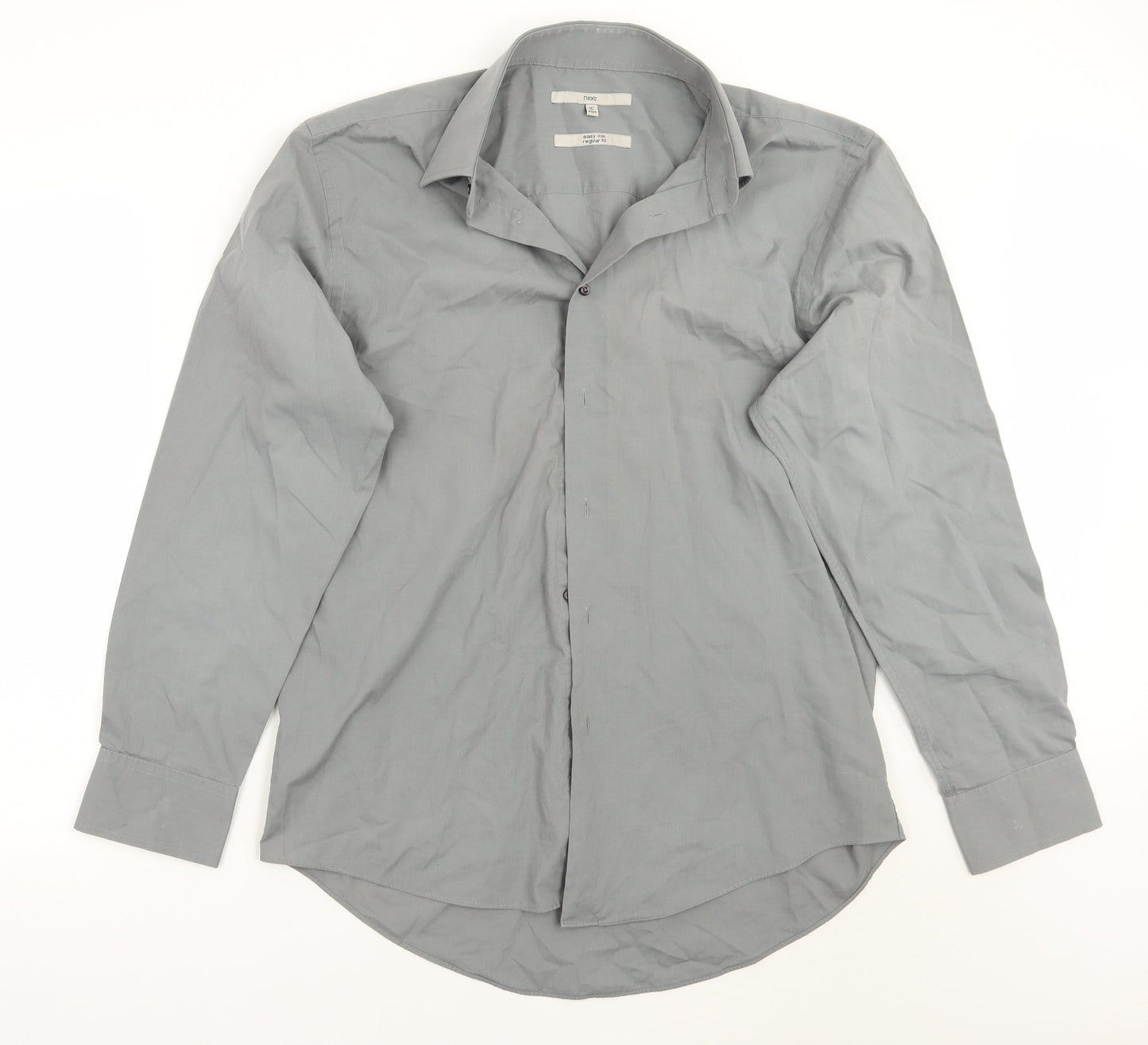Mens UK Size 16 NEXT Grey  Button-Up Long Sleeve Casual Shirt