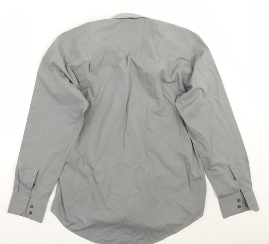Mens UK Size 16 NEXT Grey  Button-Up Long Sleeve Casual Shirt