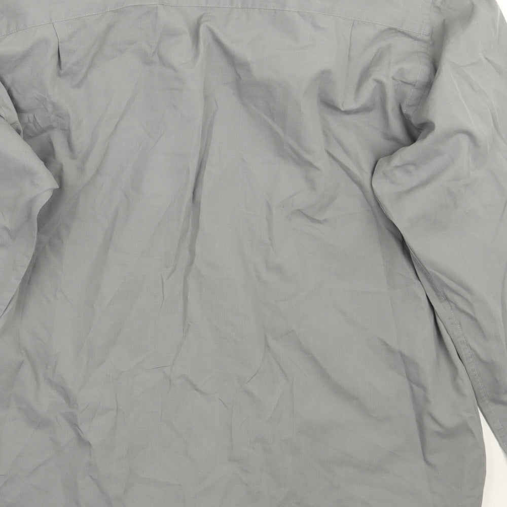 Mens UK Size 16 NEXT Grey  Button-Up Long Sleeve Casual Shirt