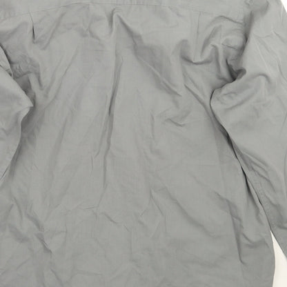 Mens UK Size 16 NEXT Grey  Button-Up Long Sleeve Casual Shirt