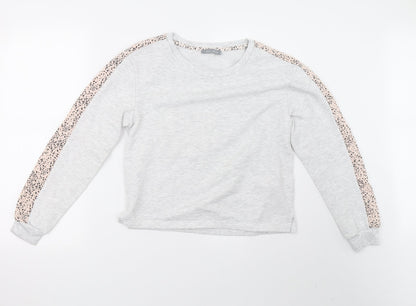 New Look Womens Grey Animal Print  Pullover Sweatshirt Size 8