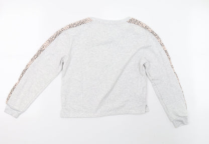 New Look Womens Grey Animal Print  Pullover Sweatshirt Size 8