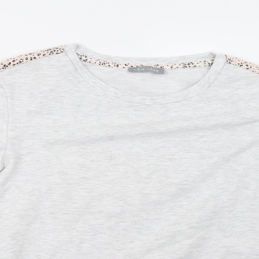 New Look Womens Grey Animal Print  Pullover Sweatshirt Size 8