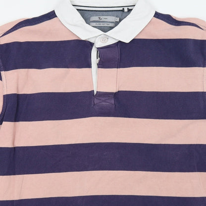Sainsburys Mens Pink Striped   Polo Size L