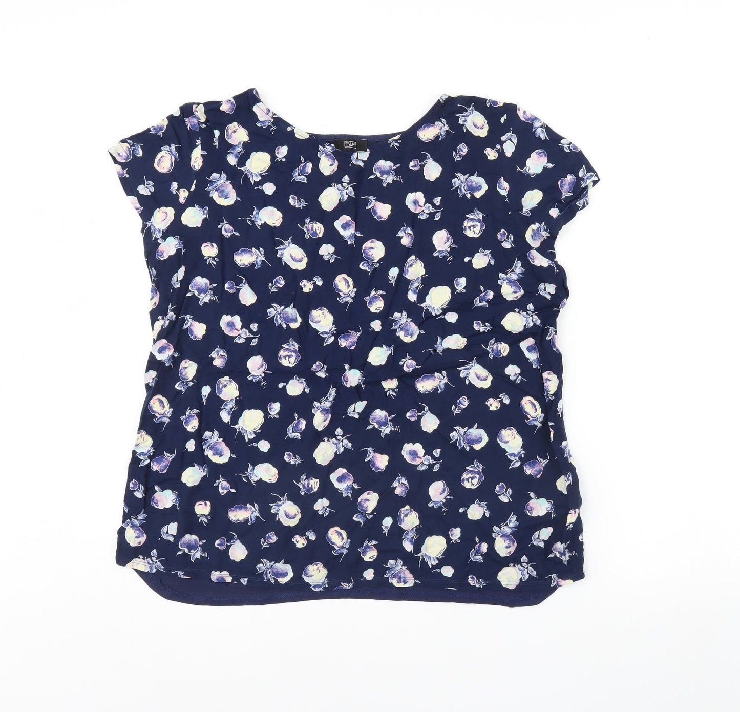 F&F Womens Blue Floral  Basic Blouse Size 14