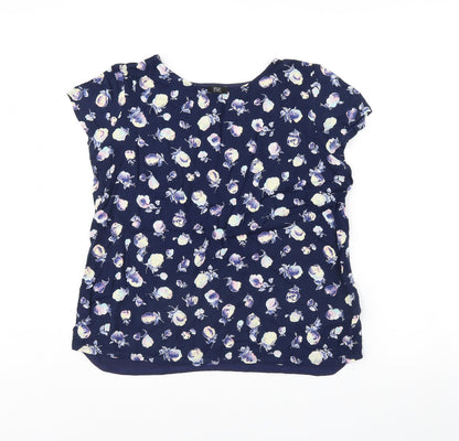 F&F Womens Blue Floral  Basic Blouse Size 14