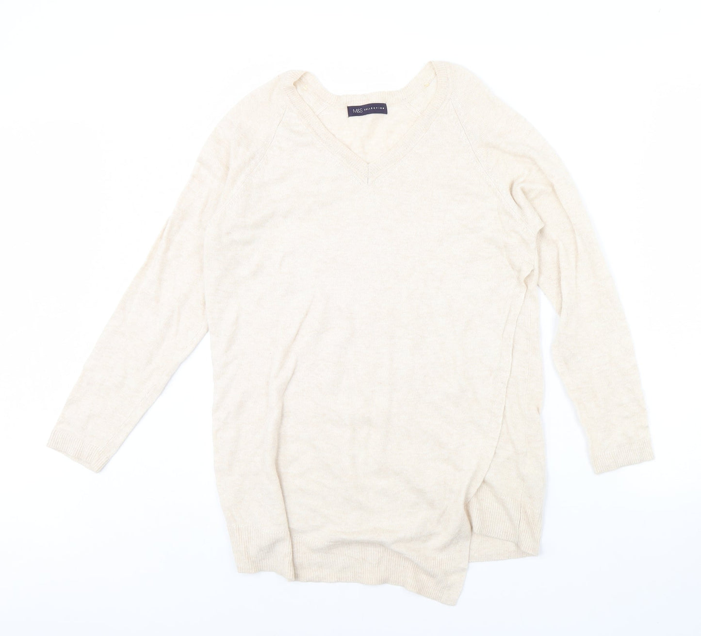 Womens UK Size 14 M&S Beige Pullover Jumper