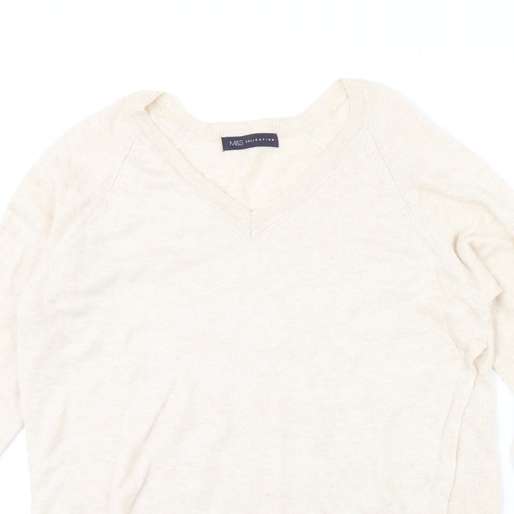 Womens UK Size 14 M&S Beige Pullover Jumper