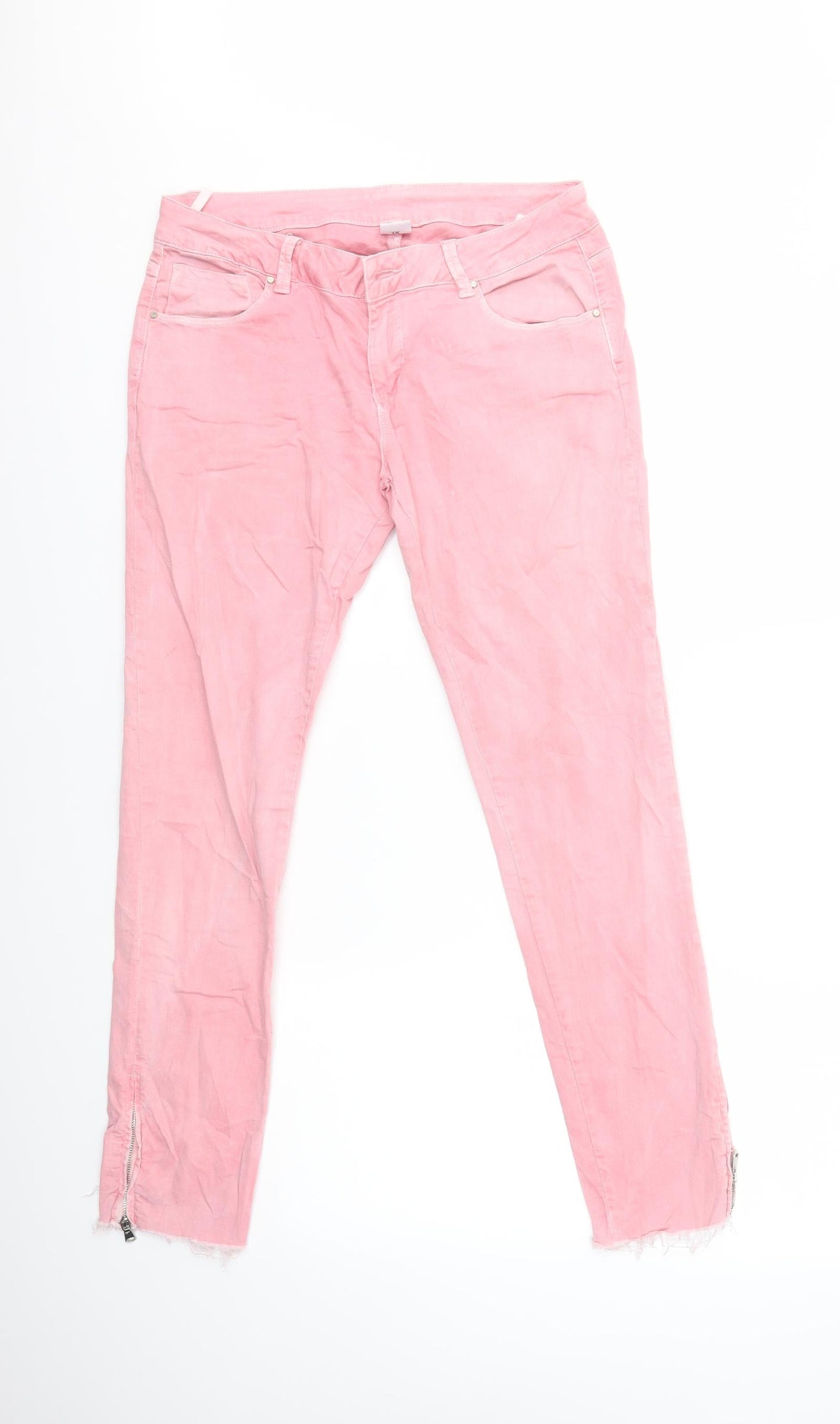 Womens UK Size XL Preworn Regular Fit Skinny Pink Jeans