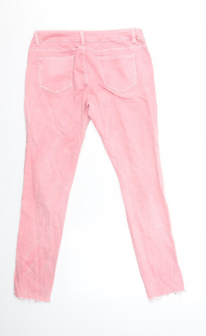 Womens UK Size XL Preworn Regular Fit Skinny Pink Jeans