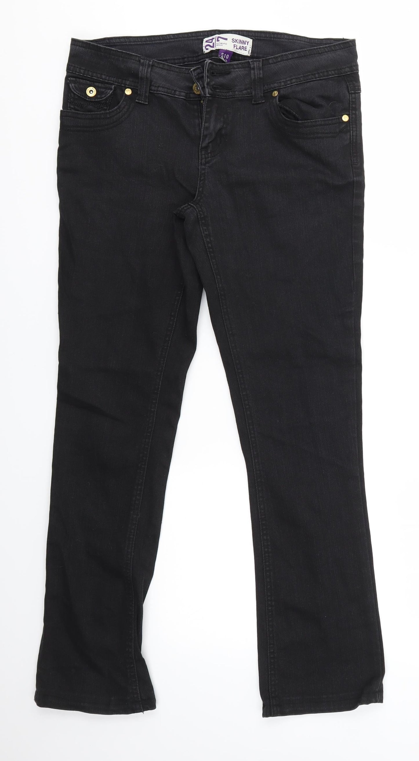 24/7 Authentic Denim Womens Black   Skinny Jeans Size 10 L28 in - FLARE