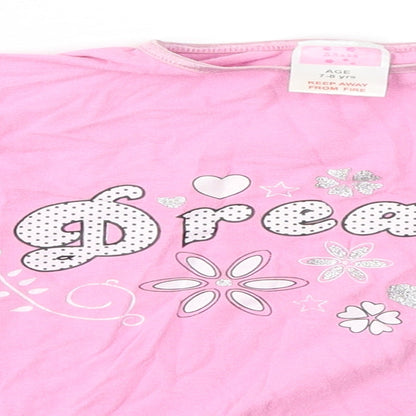 Preworn Girls Pink Solid  Top Pyjama Top Size 7-8 Years  - DREAMY