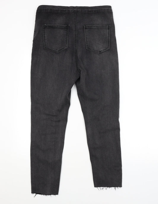 PRETTYLITTLETHING Womens Grey   Straight Jeans Size 16 L24 in