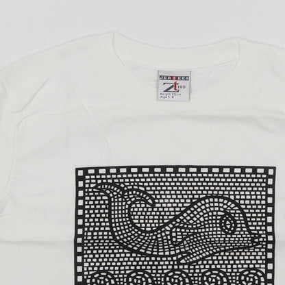 JERZEES Girls White   Basic T-Shirt Size 7-8 Years