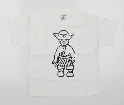 JERZEES Boys White   Basic T-Shirt Size 7-8 Years  - PIRATE