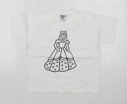 JERZEES Girls White   Basic T-Shirt Size 7-8 Years  - PRINCESS