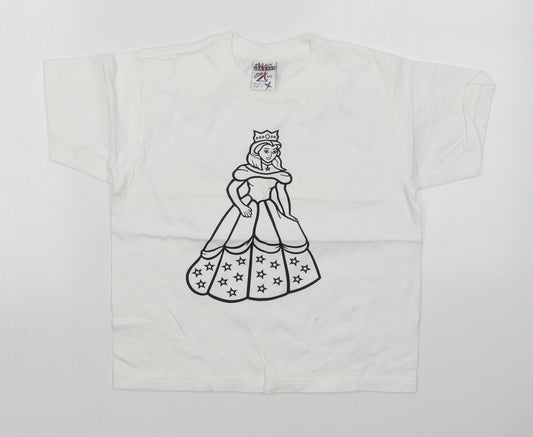 JERZEES Girls White   Basic T-Shirt Size 7-8 Years  - PRINCESS